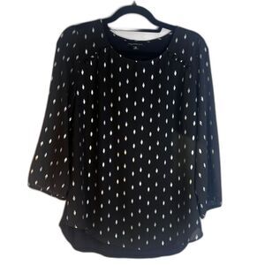 Fortune &‎ Ivy Abstract Feather Print Blouse Polyester Office Work Size Medium